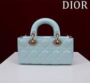 Fortok Dior Lady D-Joy Shinning Baby Pink Blue Hardware  Leather with Velvet 21*12*6.5cm  - 3