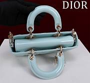 Fortok Dior Lady D-Joy Shinning Baby Pink Blue Hardware  Leather with Velvet 21*12*6.5cm  - 4