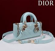 Fortok Dior Lady D-Joy Shinning Baby Pink Blue Hardware  Leather with Velvet 21*12*6.5cm  - 2