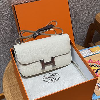 Fortok Hermès Constance Craie bag Epsom Silver Hardware 24*14*8cm 