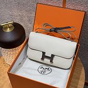Fortok Hermès Constance Craie bag Epsom Silver Hardware 24*14*8cm  - 3