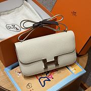 Fortok Hermès Constance Craie bag Epsom Silver Hardware 24*14*8cm  - 2