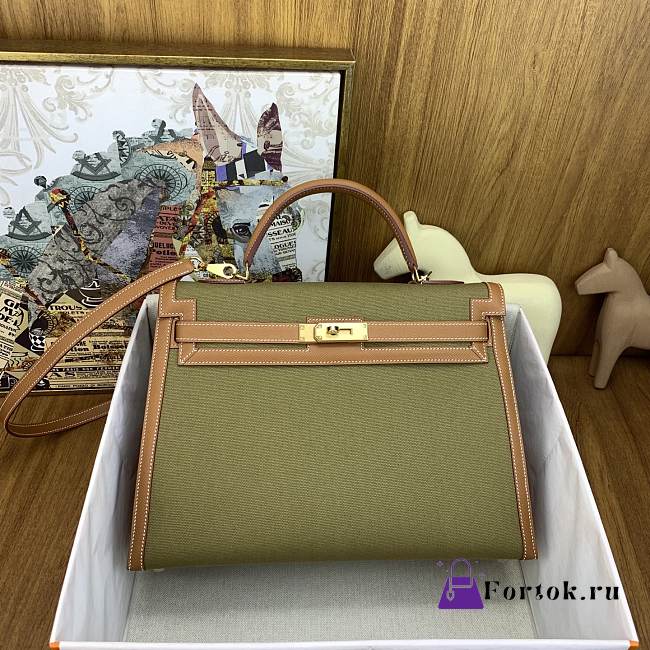 Fortok Hermes Kelly 35cm Epsom Vert - 1