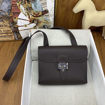 Fortok Hermès Sac A Depeches 21 Bag Dark Brown 21cm Togo Leather