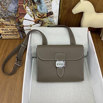 Fortok Hermès Sac A Depeches 21 Bag Grey Brown 21cm Togo Leather