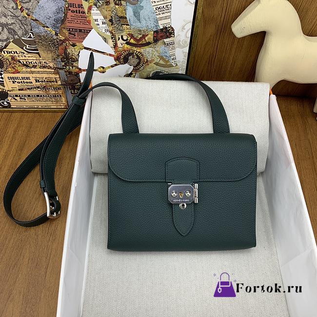 Fortok Hermès Sac A Depeches 21 Bag Dark Green 21cm Togo Leather - 1