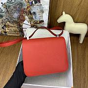Fortok Hermes Constance 24cm Epsom S3 Neon Red With Pink Hardware  - 6