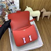 Fortok Hermes Constance 24cm Epsom S3 Neon Red With Pink Hardware  - 3