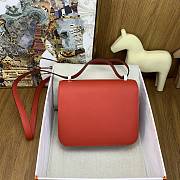 Fortok Hermes Constance 24cm Epsom S3 Neon Red With Pink Hardware  - 4