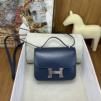 Fortok Hermes Constance 19cm Navy Blue With Silver Hardware