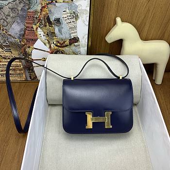 Fortok Hermes Constance 19cm Navy Blue With Gold Hardware