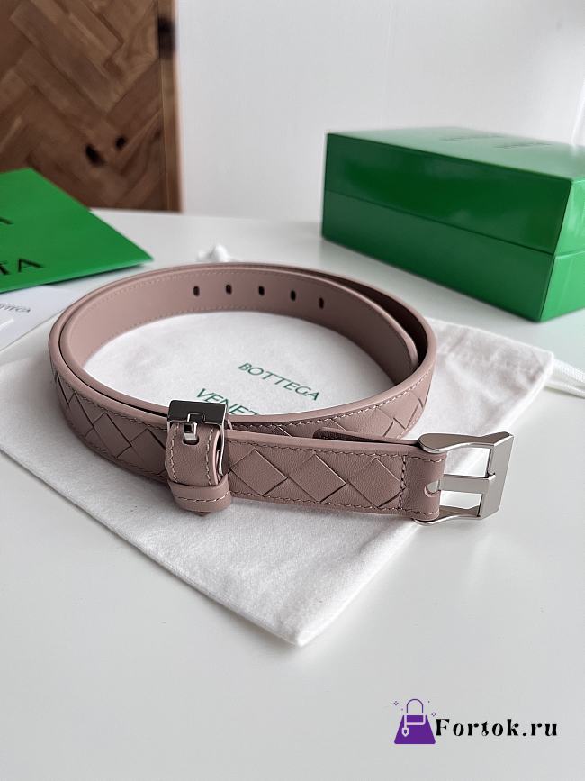 Fortok Bottega Veneta belt taupe-pink Silver Hardware - 1