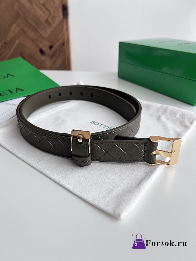 Fortok Bottega Veneta belt dark olive green Gold Hardware - 1