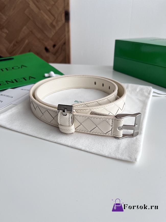 Fortok Bottega Veneta belt White Silver Hardware - 1