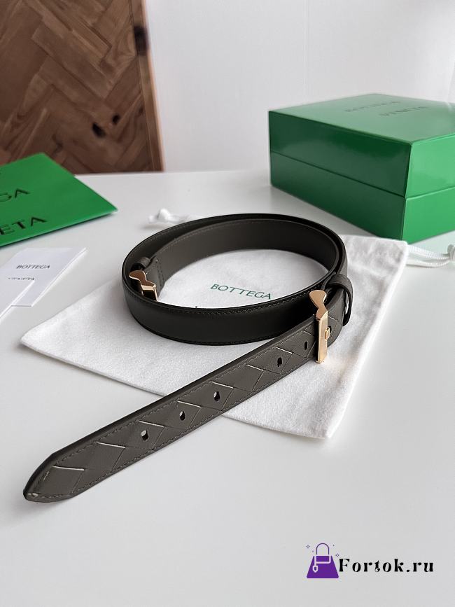 Fortok Bottega Veneta belt dark olive green Gold Hardware 2.5cm - 1