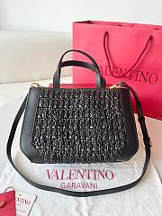 Fortok Valentino Crochet Raffia Bag Black 27x11x18cm - 3