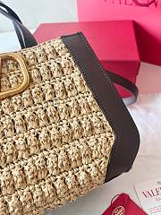 Fortok Valentino Crochet Raffia Bag Brown 27x11x18cm - 5