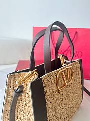Fortok Valentino Crochet Raffia Bag Brown 27x11x18cm - 4