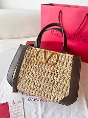 Fortok Valentino Crochet Raffia Bag Brown 27x11x18cm - 2