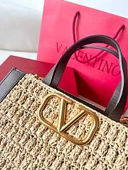 Fortok Valentino Crochet Raffia Bag Brown 27x11x18cm - 3
