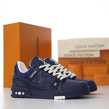 Fortok Louis Vuitton LV Trainer Sneaker Denim Navy
