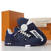 Fortok Louis Vuitton LV Trainer Sneaker Denim Navy - 6
