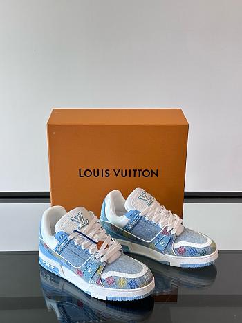 Fortok Louis Vuitton Krosso LV Trainer Denim sneakers Blue
