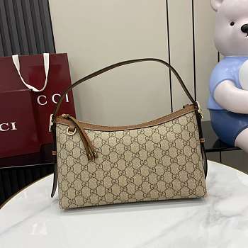 Fortok Gucci GG Emblem Medium Shoulder Bag Canvas Brown 30 x 19 x 11cm