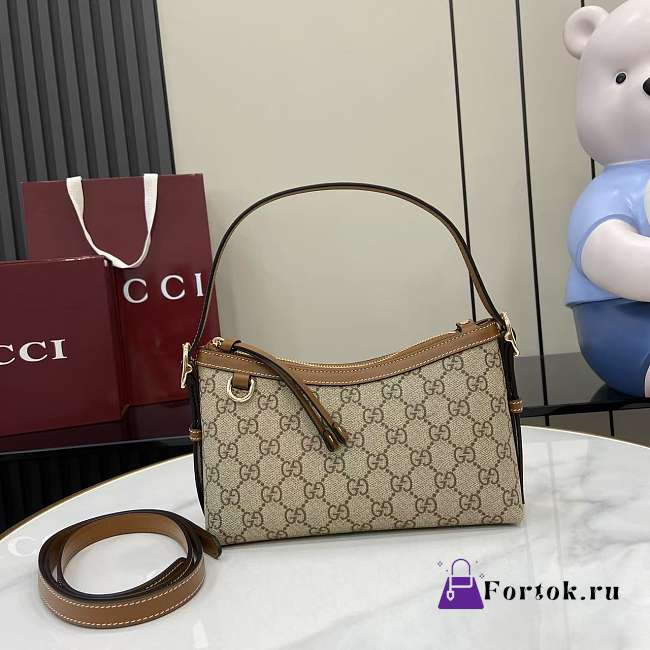 Fortok Gucci GG Emblem Mini Shoulder Bag Canvas Brown 22 x 14 x 8cm - 1