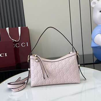 Fortok Gucci GG Emblem Mini Shoulder Bag Leather Ligh Pink 22 x 14 x 8cm