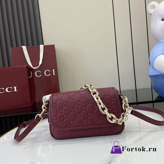 Fortok GG Emblem small shoulder bag Rouge 20.5 x 13 x 7 cm - 1