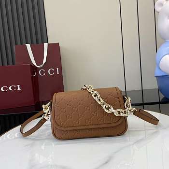 Fortok GG Emblem small shoulder bag Brown 20.5 x 13 x 7 cm