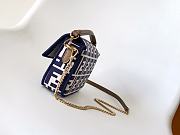 Fortok Fendi Baguette Mini Cappuccino FF jacquard fabric bag Blue 20-5-13cm  - 6