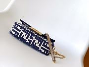 Fortok Fendi Baguette Mini Cappuccino FF jacquard fabric bag Blue 20-5-13cm  - 5