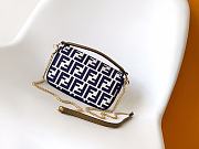 Fortok Fendi Baguette Mini Cappuccino FF jacquard fabric bag Blue 20-5-13cm  - 4
