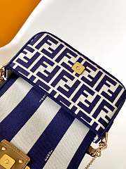 Fortok Fendi Baguette Mini Cappuccino FF jacquard fabric bag Blue 20-5-13cm  - 2