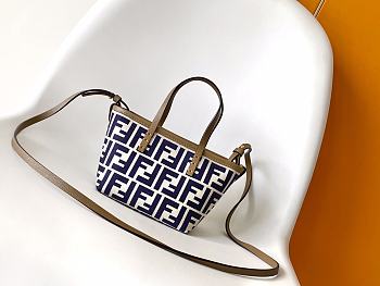 Fortok Mini Roll Brown FF jacquard mini bag Blue 15.5-11-13cm