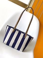 Fortok Fendi Roll Mini Reversible shopper in Pequin striped and Midnight Blue FF fabric 23-15-19.5cm - 1