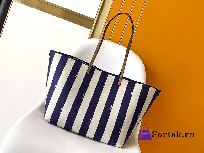 Fortok Fendi Roll Large Reversible shopper in Pequin striped and Midnight Blue FF fabric 35-19.5-32cm - 1