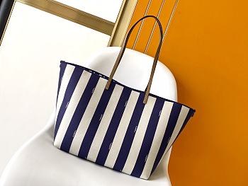 Fortok Fendi Roll Large Reversible shopper in Pequin striped and Midnight Blue FF fabric 35-19.5-32cm