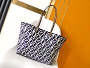 Fortok Fendi Roll Large Reversible shopper in Pequin striped and Midnight Blue FF fabric 35-19.5-32cm - 2