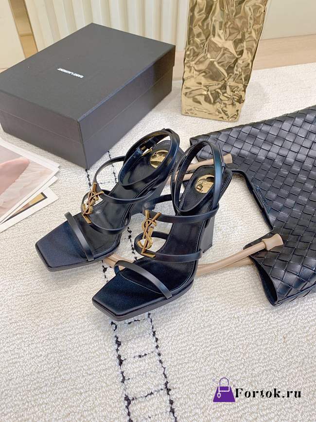 Fortok YSL Saint Laurent Cassandra wedge sandals Black  - 1
