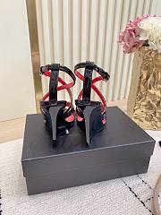 Fortok YSL Saint Laurent Black Wedge Sandals 9.5cm - 4
