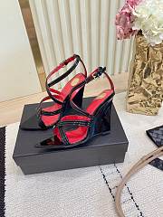 Fortok YSL Saint Laurent Black Wedge Sandals 9.5cm - 3