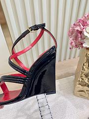 Fortok YSL Saint Laurent Black Wedge Sandals 9.5cm - 2
