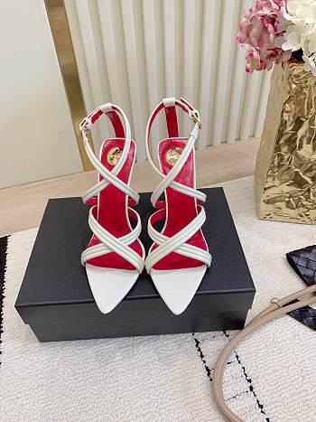Fortok YSL Saint Laurent White Wedge Sandals 9.5cm