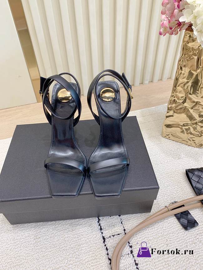 Fortok YSL Saint Laurent Le CASSANDER Open Toe Heels Black - 1