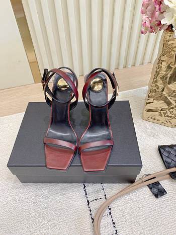 Fortok YSL Saint Laurent Le CASSANDER Open Toe Heels Brown