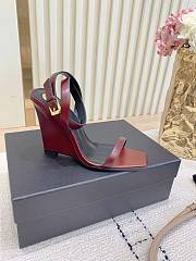 Fortok YSL Saint Laurent Le CASSANDER Open Toe Heels Brown - 3