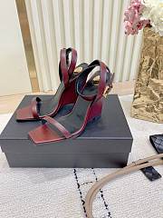 Fortok YSL Saint Laurent Le CASSANDER Open Toe Heels Brown - 4